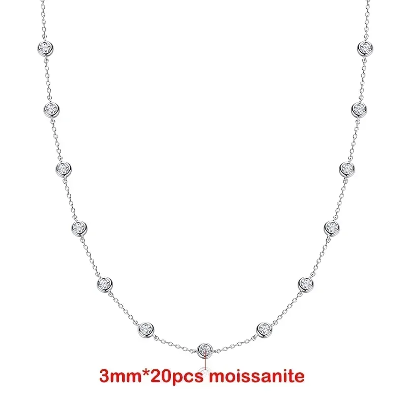 Naszyjnik TFGLBU 3mm 2CTTW z moissanitami dla kobiet, klasyczny łańcuszek typu bubble, testowany, 100% srebro próby S925. — zdjęcie 3