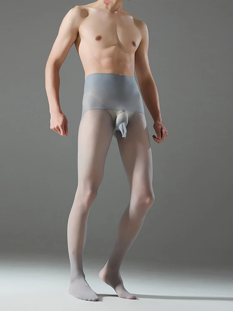 Summer High Waist Seamless Men's Pantyhose Oil Shiny Glossy Elastic Sheer Tights Allure Sexy Bulge Pouch Sheath Pantyhose Sock