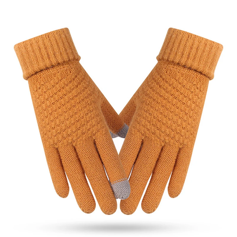 Winter Touch Screen Gloves Women Men Warm Stretch Knit Mittens Imitation Wool Full Finger Guantes Female Crochet Luvas Thicken