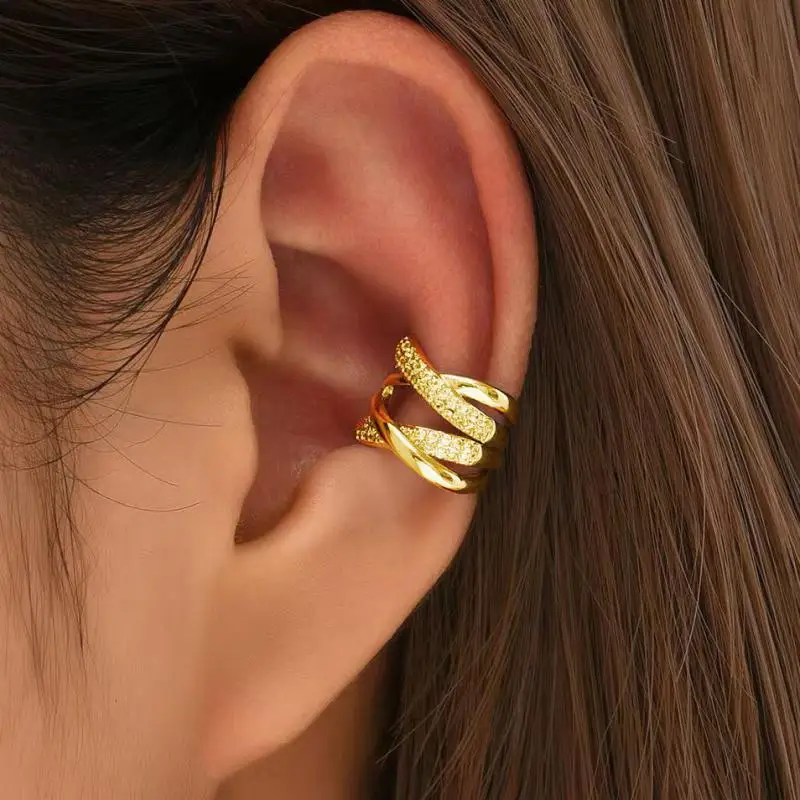 Korean Punk Crystal Clip Earrings For Women Without Hole Jewelry 2026 Trending New Fake Earrings Ear Bone Clip Earings Ear Cuffs