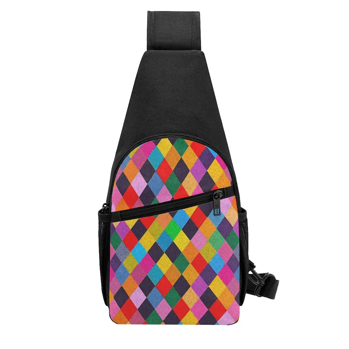 Mardi Gras Harlequin Plaid Playing Cards Rhombi Chest Bag Men Sling Crossbody Backpack Chest Bag Travel Daypack Shoulder Bag