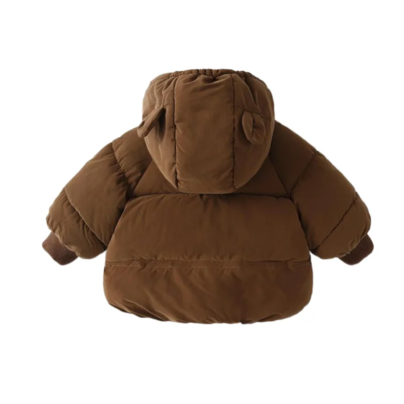 Veste rembourrée en coton à capuche CliBio O pour enfants, ours de dessin animé, optique pour enfants, vêtements d\'extérieur, garçons, nourrissons,