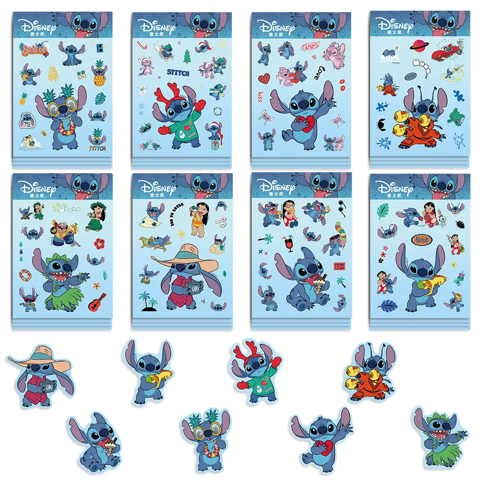 

8pcs Disney Cartoon Stitch Face-changing Puzzle Dress-up Sticker Decals for laptop phone case luggage diy Water bottle kids toy