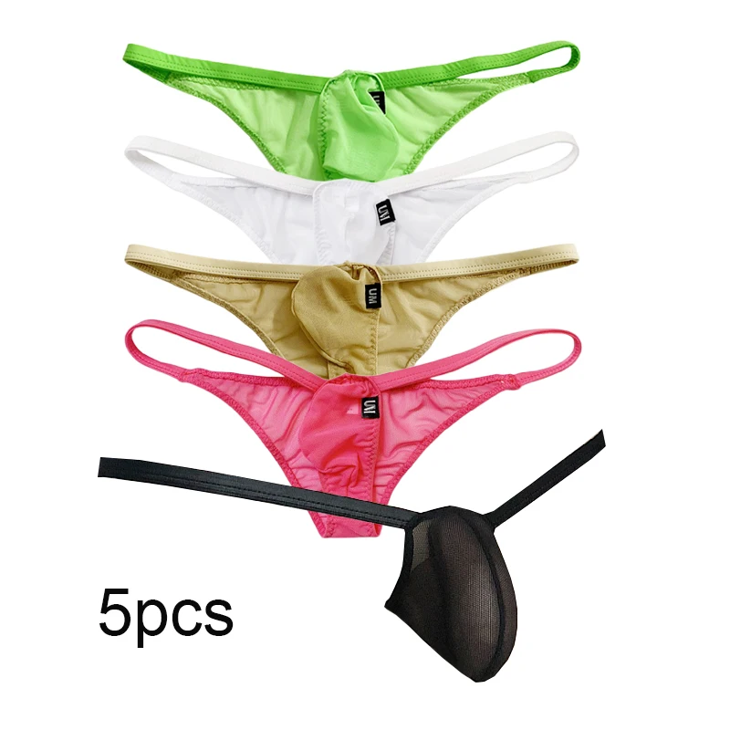 Mens Briefs Net Transparent Mesh Low Waist Underwear G-strings Sexy Bikini Trunks Breathable Sexual Thongs for Boys Mens