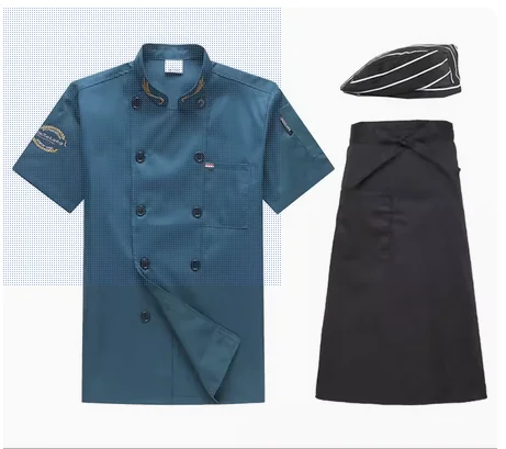 Vêtements de travail à manches courtes pour hommes, vêtements de travail de chef, été, hôtel, restaurant, cantine, ensemble de 3 pièces