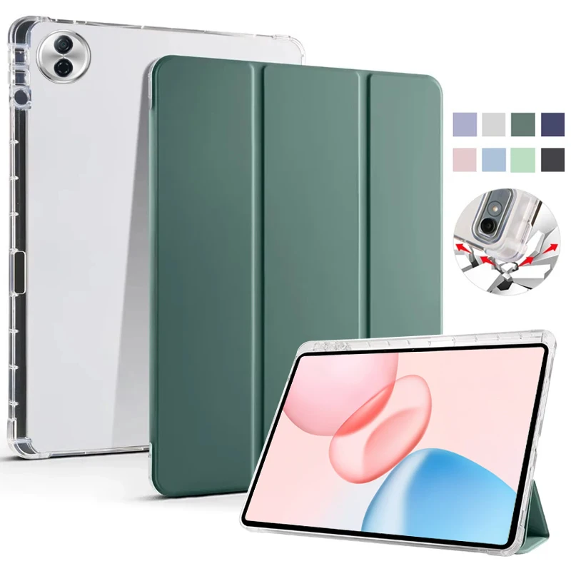 For Honor Pad 10 12.1 2025 Case with Pen Holder Trifold PU Leaher TPU Back Stand Tablet Funda For Honor Pad 10 Case HEY3-W00 W10