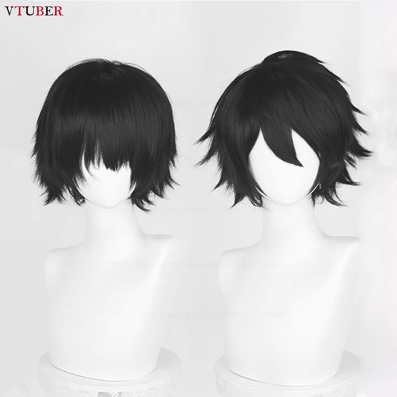 L.Lawliet parrucca Cosplay Anime di alta qualità L capelli sintetici resistenti al calore neri corti parrucche per feste di Halloween + cappuccio per parrucca