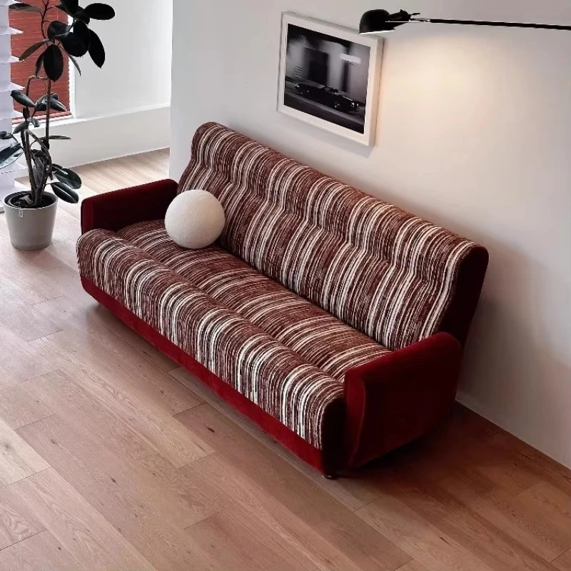Sofa retro style striped sofa living room straight sofa