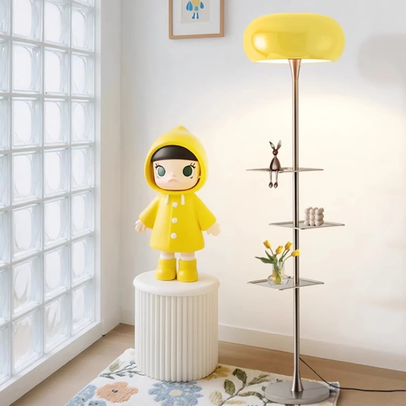 Memphis Iron Floor Lamps Metallic Luster Atmosphere Vertical Lights Eye Protection Sofa Side Multi-functional Storage Desk Light