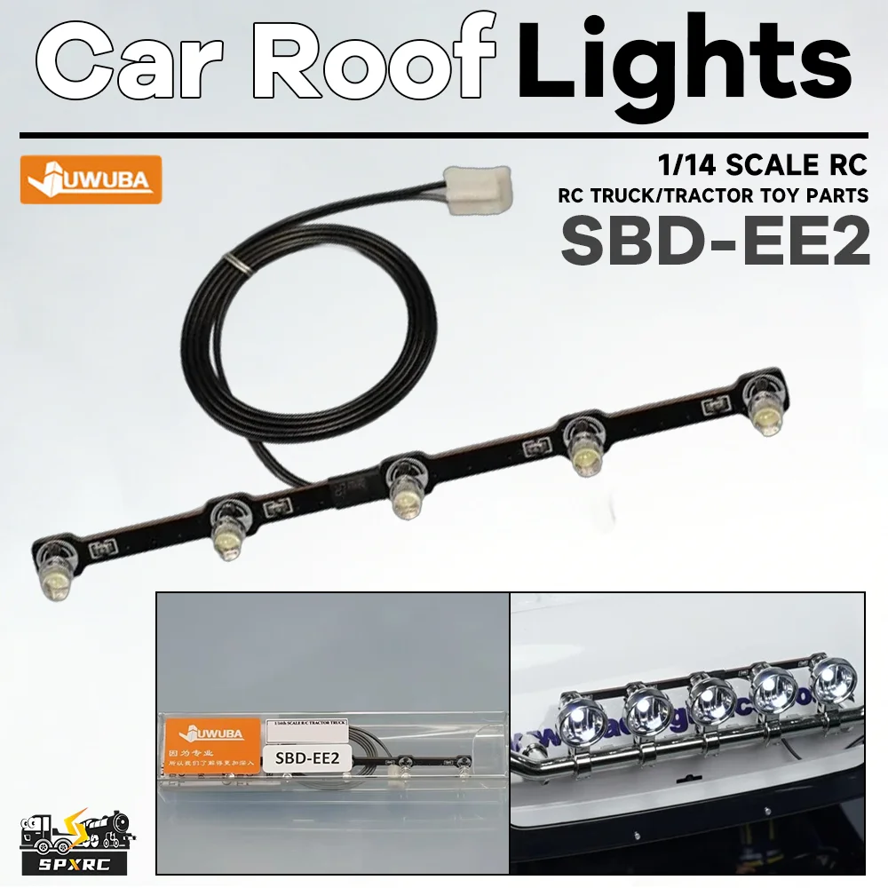 SBD-EE2 LED Car Roof Lights Spotlight Black For 1/14 RC Tamiyaa RC Truck Tractor Tipper BENZZ ACTROS 56348 3363 Toys Model Parts