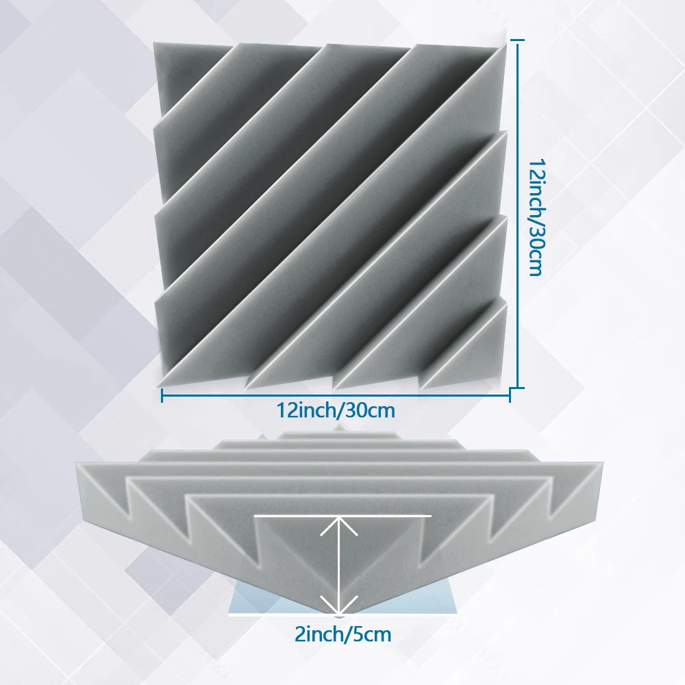 12Pcs Soundproofing Panel Studio Self Adhesive Sound Absorbing Foam Panel, House Isolation Wall Acoustic Foam Sponge Pad