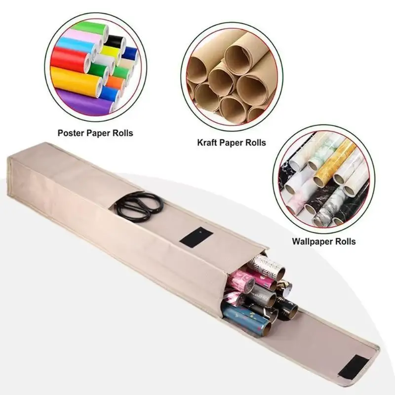 Oxford Fabric Wrapping Paper Storage Bag Large Capacity Tool Pocket Stores Posters Kraft Paper Wallpaper Rolls Home Craft Use