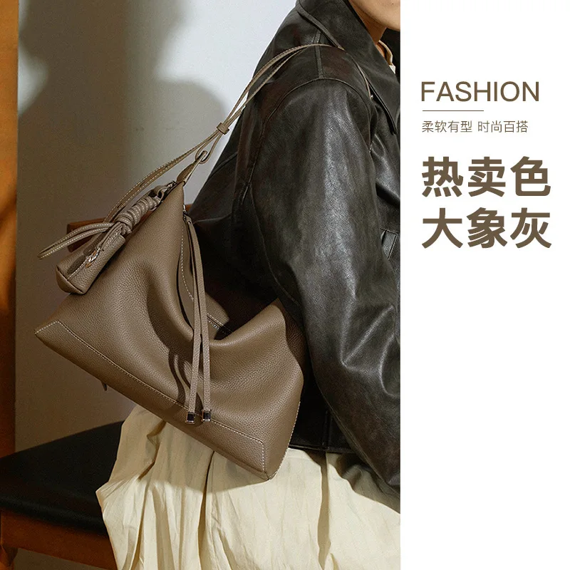 

Новинка 2025, простая стильная большая вместительная сумка-тоут, высококачественная модная сумка на плечо для подмышек, кожаная женская брендовая женская сумка