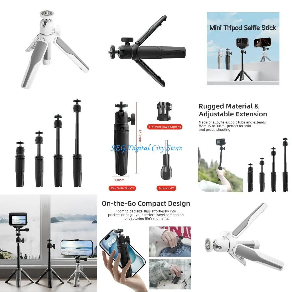 U75B Rotatable Smartphone Tripod Stand Lightweight Aluminum Base Adjustable Legs Universal Compatibility For Outdoor Photography