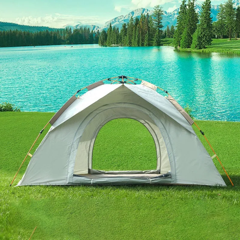 3-4 person Camping Tent only 3kg weight Outdoor Fully Automatic Folding tents with Silver Glue Coating Thickened Rainproof