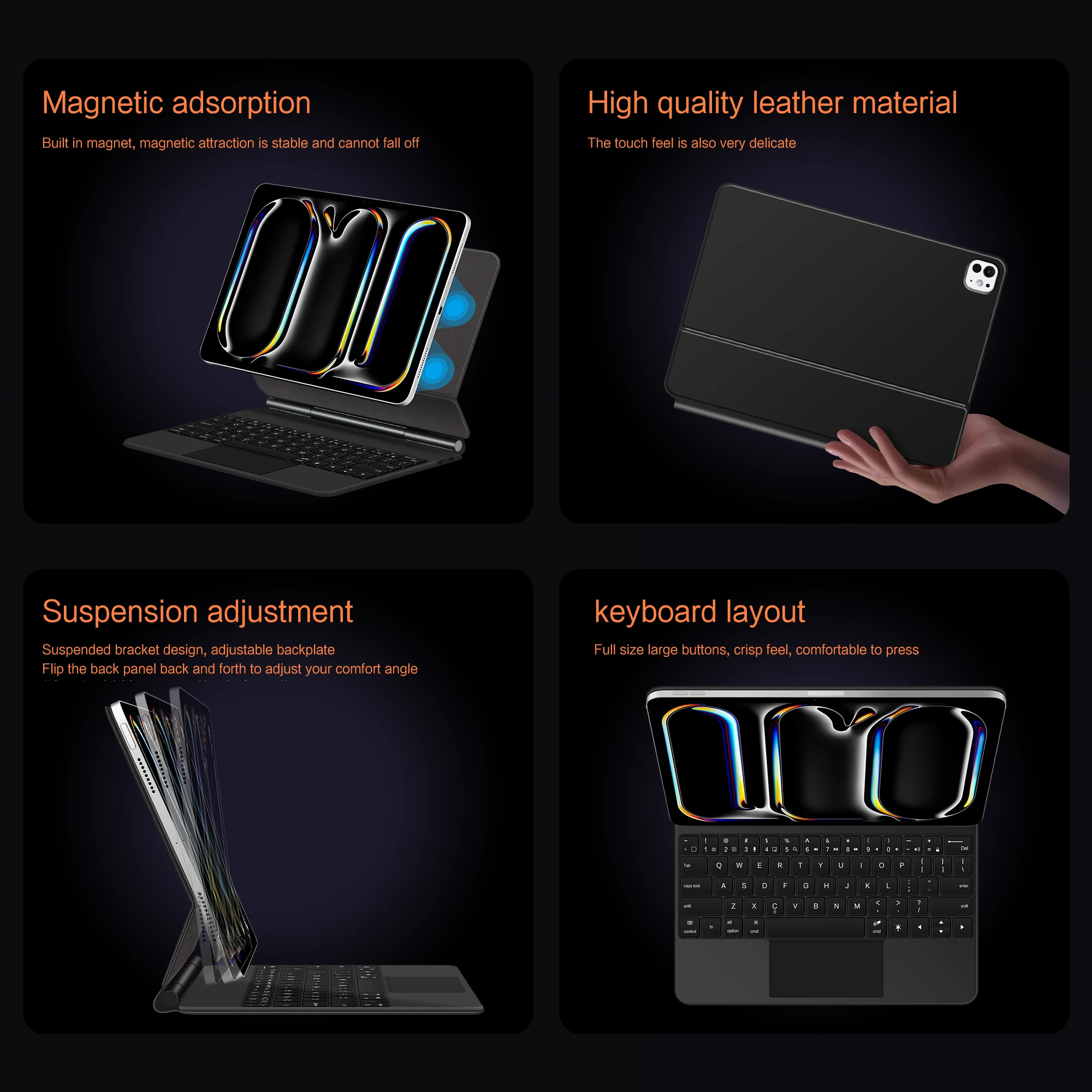 LFOIQN Magic Keyboard For iPad Pro 13 inch M5 2025 M4 2024 Pro 11 / 12.9 M3 M2 Air 4th 5th 6th iPad 10th 11th A16 Case Backlight