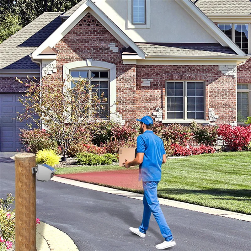 A46U US Plug Solar Driveway Alarm System 1/4 Mile Transmission Range Weatherproof Motion Sensor Detector Security Alert