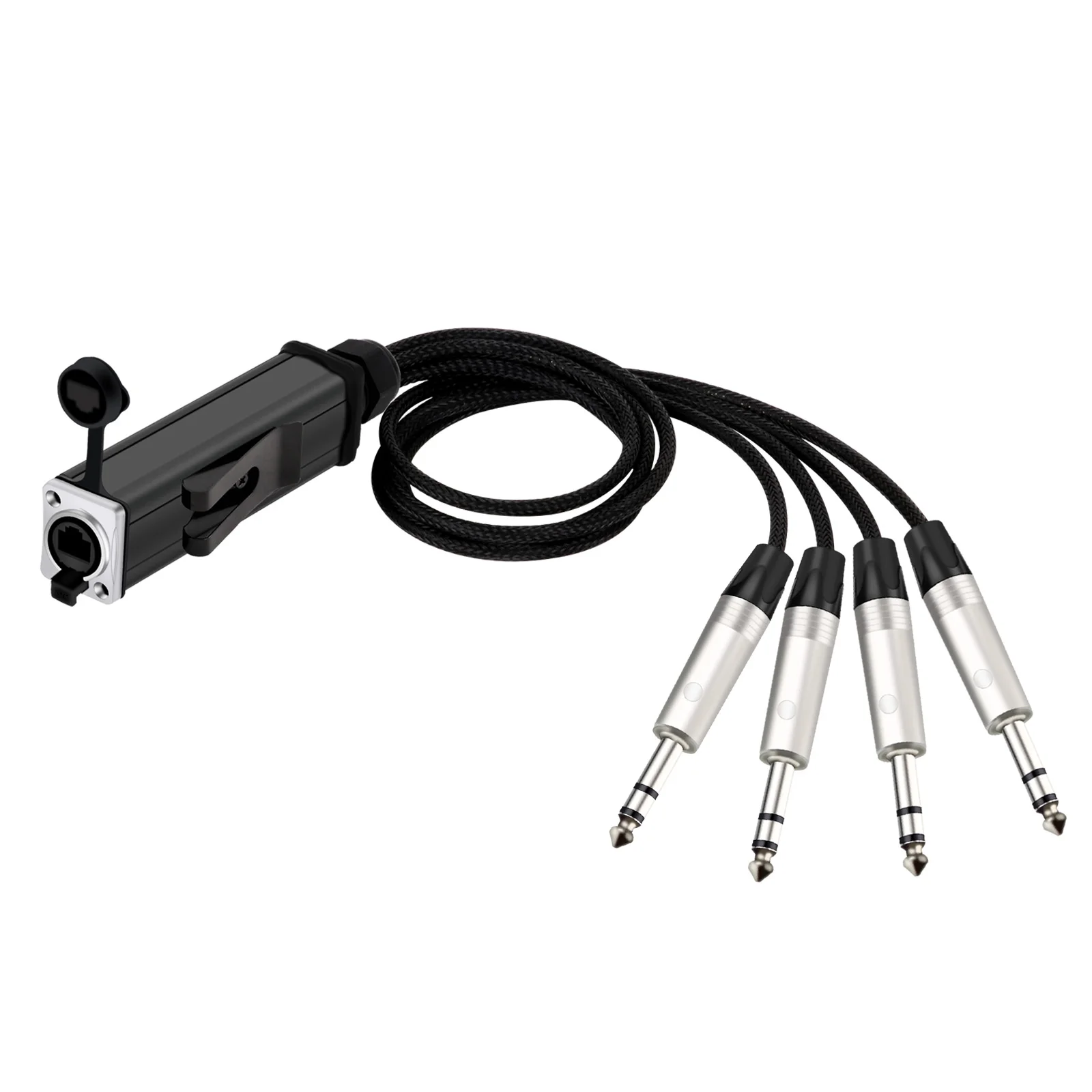 RJ45 Shielded Female to 4 Channel 6.35 Stereo Snake Cable to CAT5 Network Ethercon Cable for Stage and Recording Studio 0.5M-10M