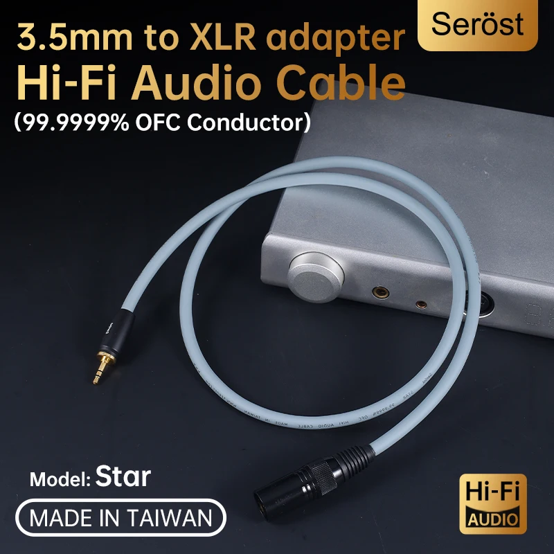 Serost Star HiFi Audio oxygen-free copper OFC 3.5mm AUX to XLR Balance Adapter Connection Cable for microphone Amplifier Speaker