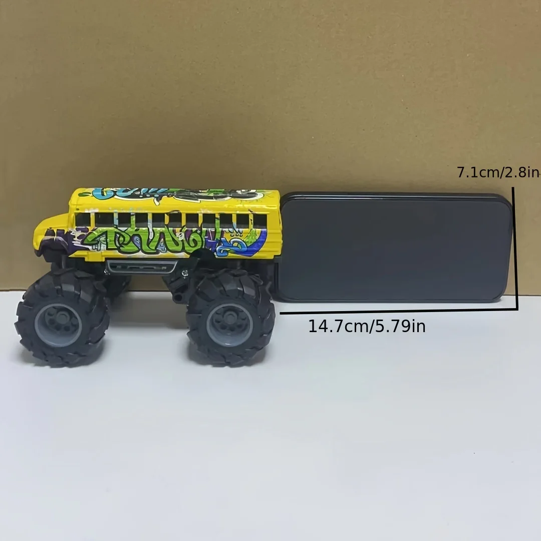 Monster School Bus Die Cast Metal Model Pullback Action Toy Monster Truck Alloy Big Wheels Play Vehicle Car Gifts for Boys Girls