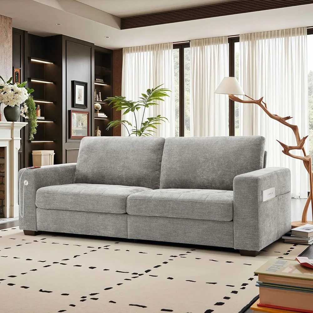 

Couch for Living Room, Modern Comfy Sofa with Medium Firm Seat Cushion, Removable Cover, Wide Armrest, USB/Type-C Port