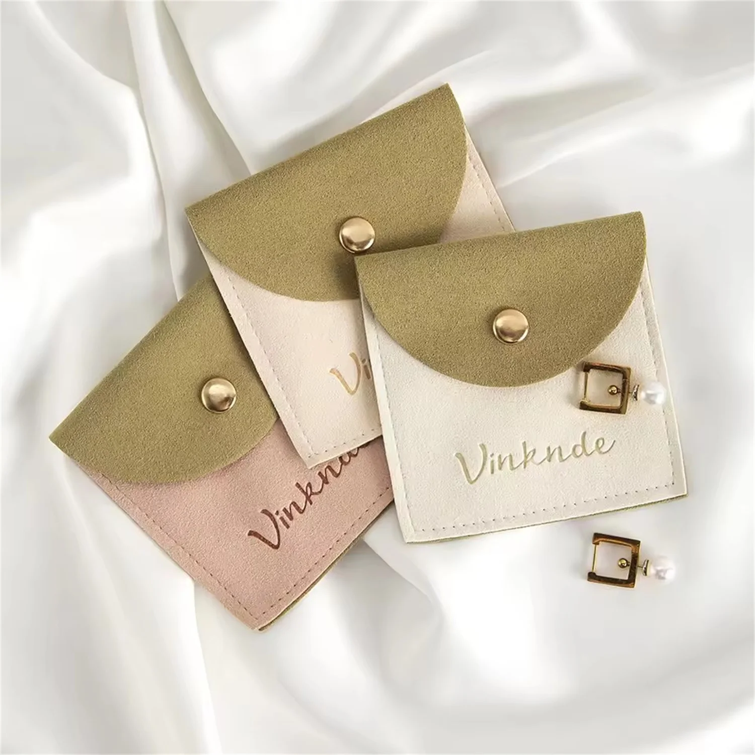 100Pcs Microfiber Jewelry Bag Custom Velvet Earring Pendant Bracelet Storage Button Pouch Travel Wedding Favors Gift Organizer