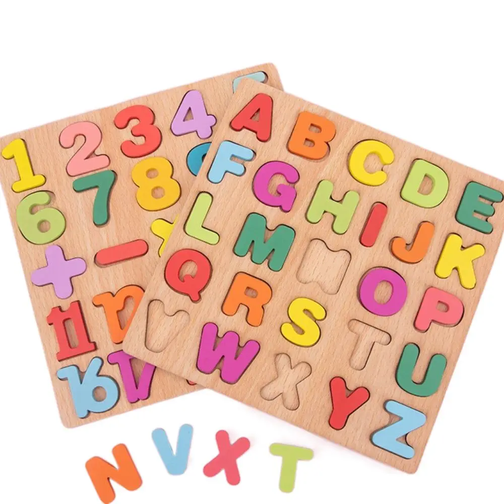 

Wooden Kids Alphabet Number Kindergarten Matching Educational Toy Building Block Children Jigsaw Toys