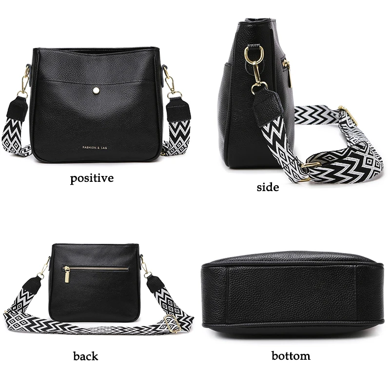 New Authentic Cowhide Square Women\'s Single Shoulder Crossbody Bag Famous Designer Female Luxury Luxury Bucket Bags Sac A main