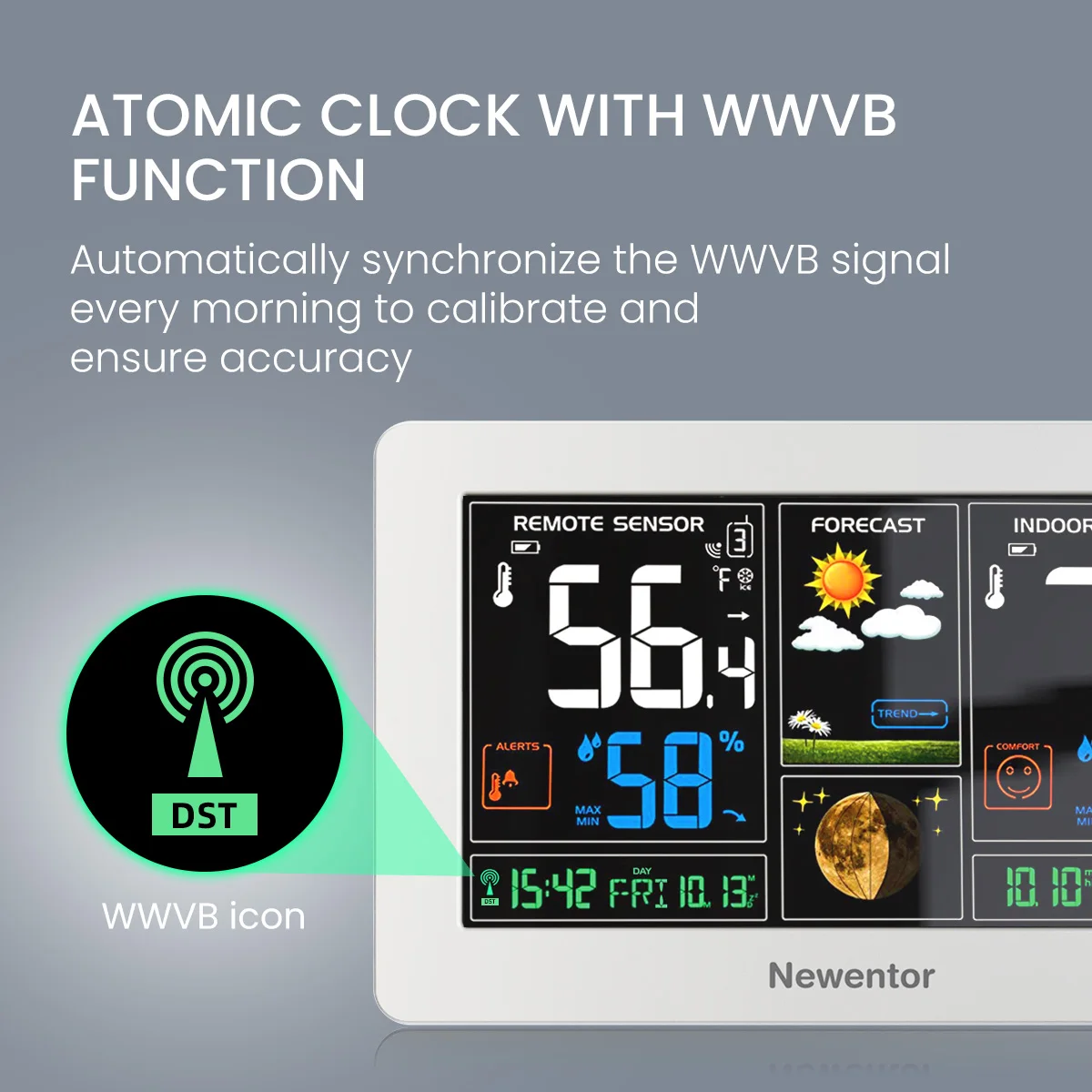 Newentor Weather Station Wireless Indoor Outdoor Thermometer, Color Display Weather With Barometer, Adjustable Backlight