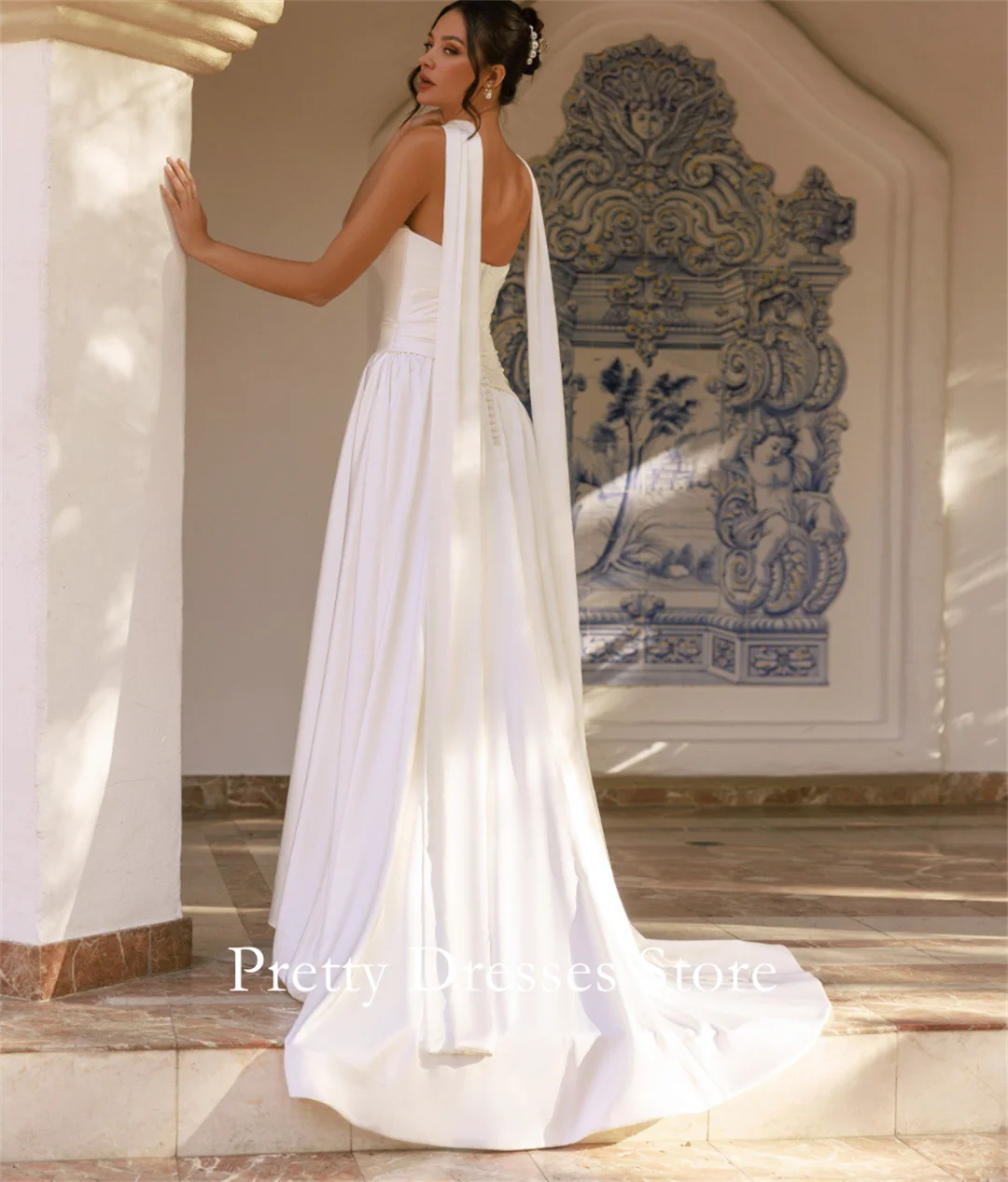 Trendy Strapless Satin Elegant 2025 Style Garden Customized Ivory A-Line Wedding Dresses Corset Bride Growns Party Women