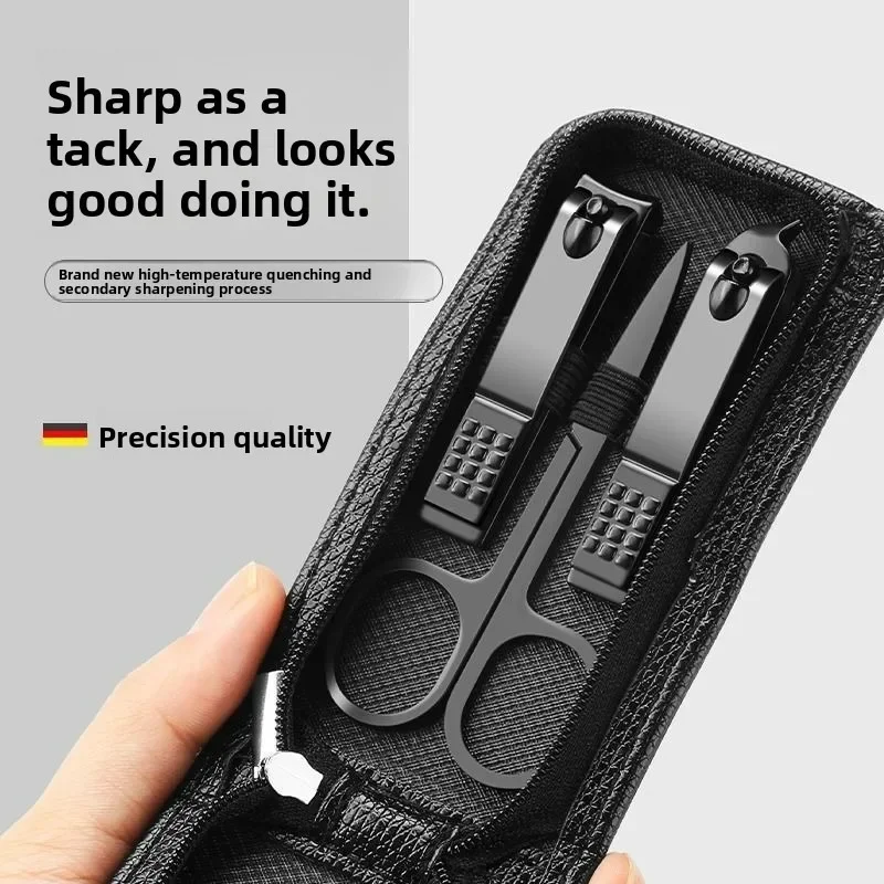 6pcs Personal Care Tools Eyebrow Scissors Portable Luxury Manicure Sets Pedicure Kits Bright Black Nail Clipper Set