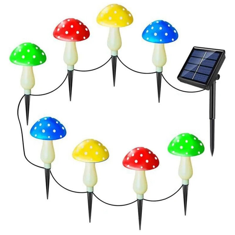 

Solar Mushroom Lamp Waterproof Multi-Colored Mushroom LED Lamp For Christmas Halloween Garden Yard Lawn, 8PCS Easy Install