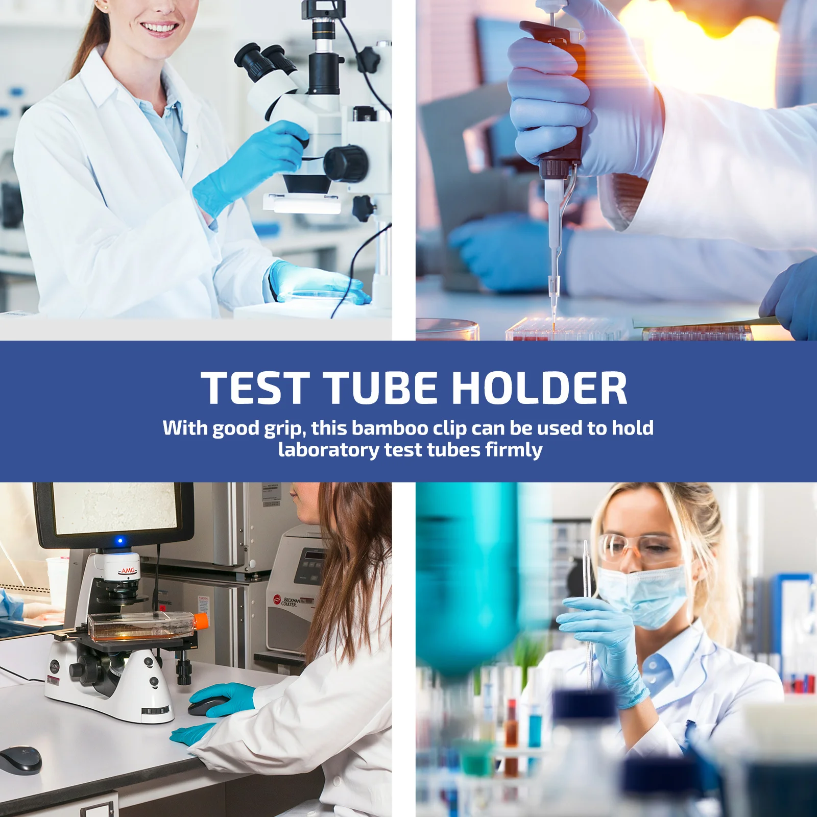 Pinces à tubes à essai en bambou, 10 pièces, poignée robuste, pince à Tube de laboratoire pour expérience scientifique, verrerie chauffante, conception de sécurité lisse