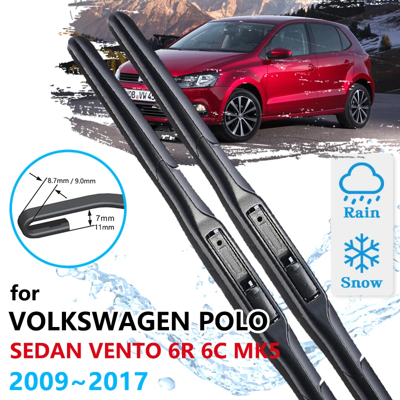 Car Front Wiper Blades For Volkswagen VW POLO Sedan Vento 6R 6C 2009~2017 MK5 Windshield Windscreen Brushes Car Accessories 2016