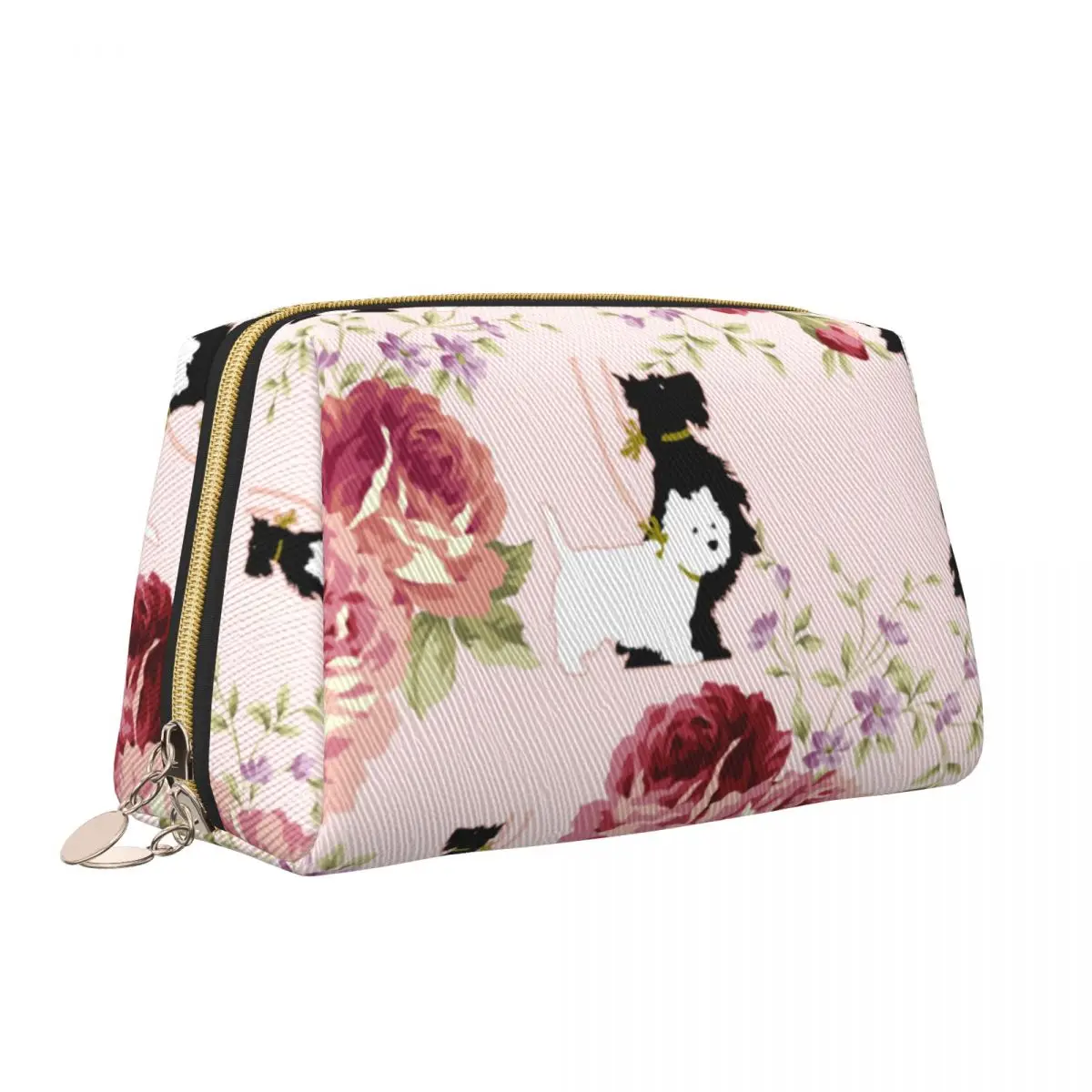 Large Travel Cosmetic Bag Westie Prints Portable PU Makeup Pouch Women Waterproof Bathroom Washbag Multifunctional Toiletry Kit