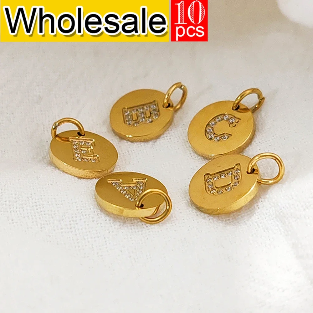 

women 10PCS Zirconia Golden Alphabet Charms A-Z Letter DIY Pendant for Making Women's Necklace Bracelet Jewelry Wholesale