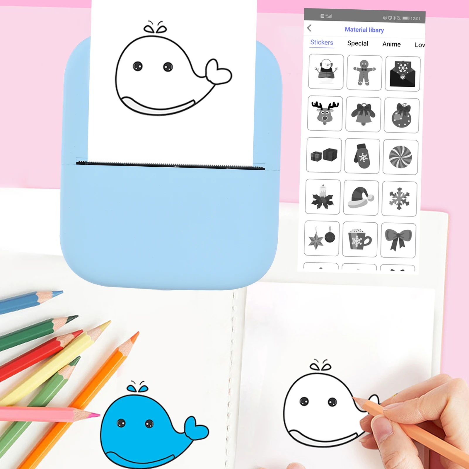 

X1 Portable Mini Pocket Printer 80mm BT Wireless Thermal Photo Printer 300dpi Picture Memo Notes Lists Journal Receipt Paper