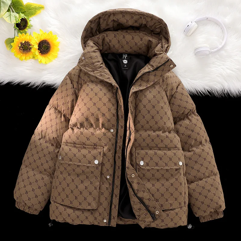 Hooded Down Jacket Men 2022 Winter Fashion Man Short White Duck Down Jacket Warm Thicken Letter Print Coat Puffer Jacket Women