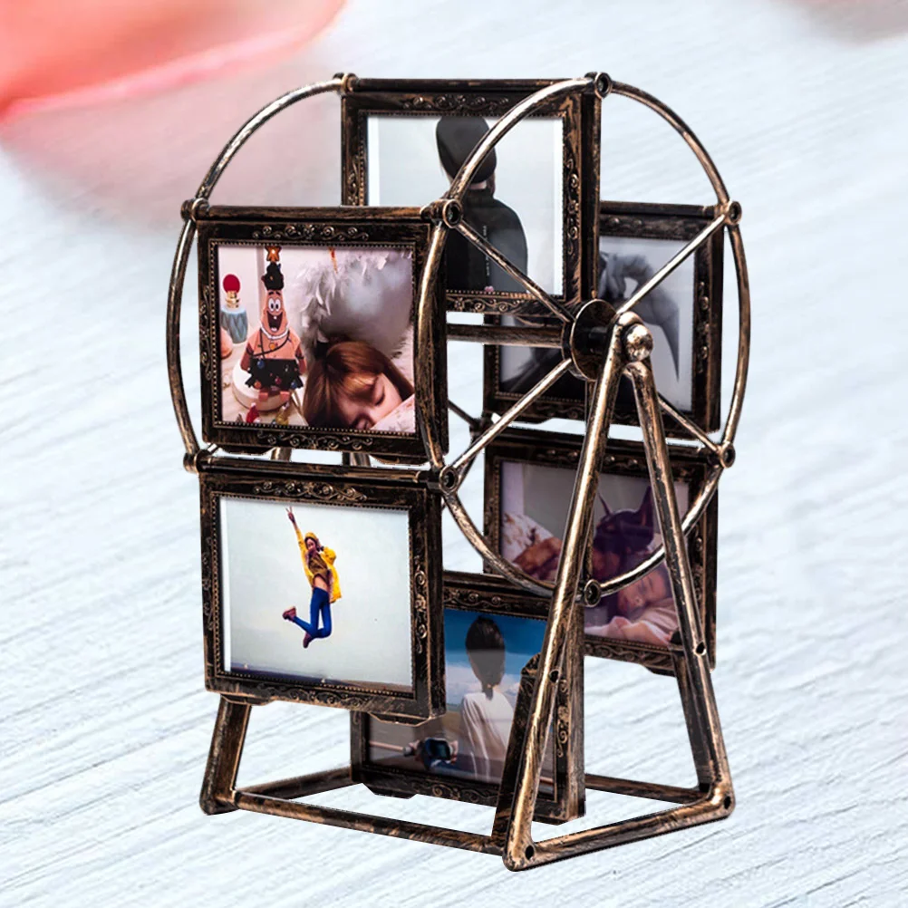 Retro Decor Ferris Wheel Picture Frame Vintage Windmill Shape Photo Decorate Decoration