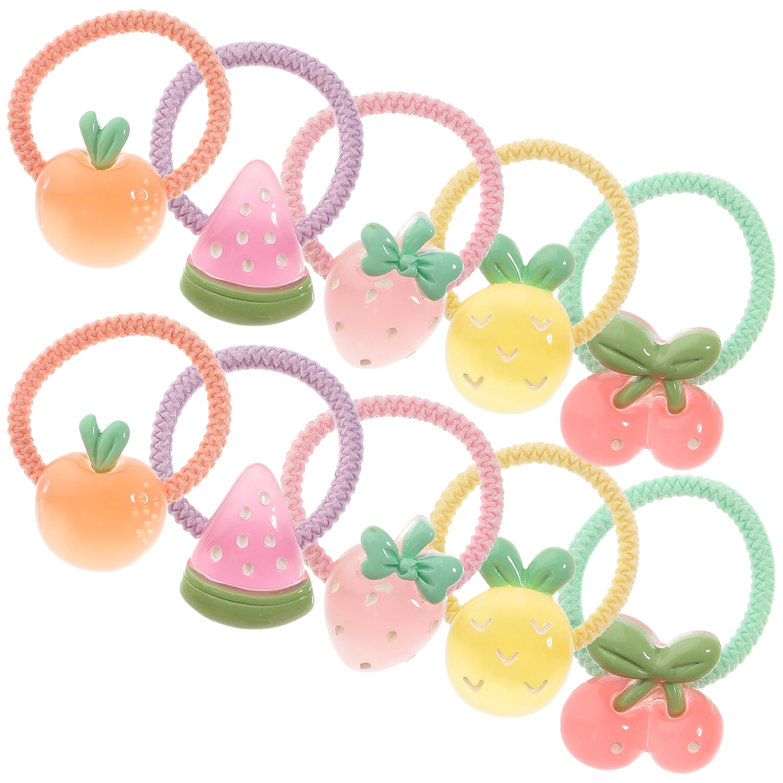 

10pcs Fruits Elastic Bands Ropes For Toddler Girls Girls Ties Accessories Toddler Hair Cute Hair Ties Ropes Cartoon Band