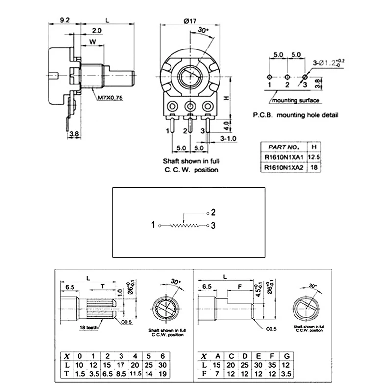 Potentiomètre linéaire WH148 à résistance variable, 5 pièces, 3 broches, Type B 1K 2K 5K 10K 20K 50K 100K 250K 500K 1M 15mm