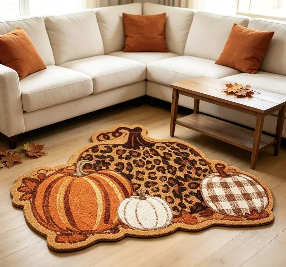 Pumpkin Shaped Non Slip Doormat for Fall Decor