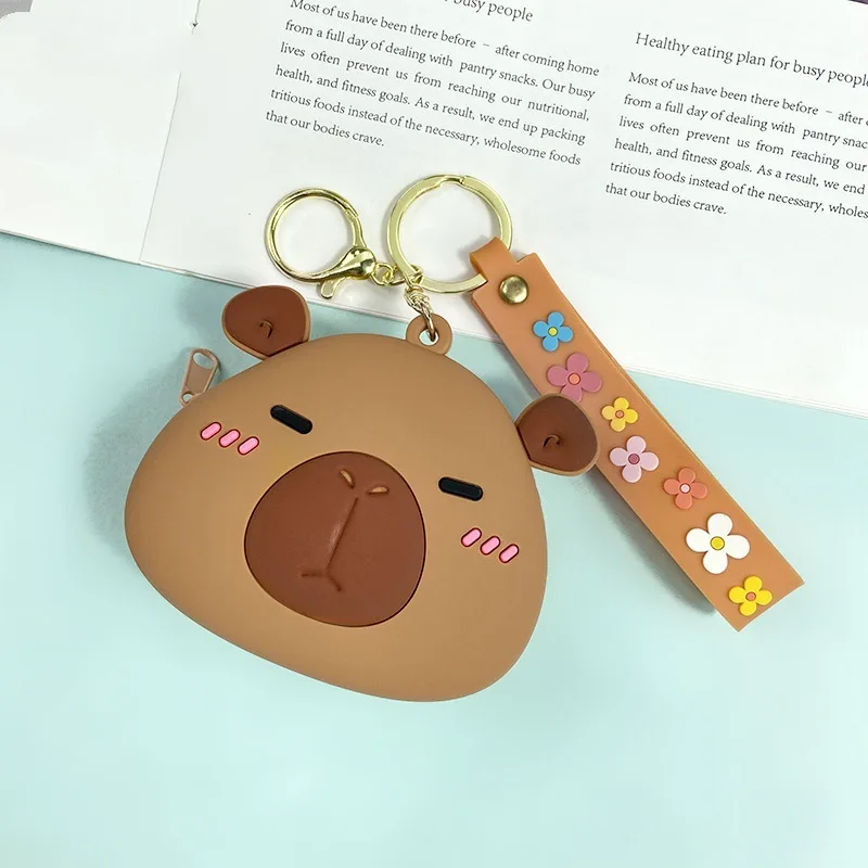 Cute Wallet Kawaii Capybara Cartoon Silicone Coin Purse Jelly Coin Purse Key Wallet Earphone Organizer Storage Box Pocket Gift