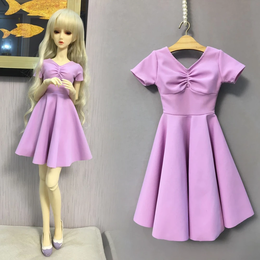 

D05-P017 children handmade toy 1/3 60cm doll BJD/SD doll's clothes Purple dress 1pcs