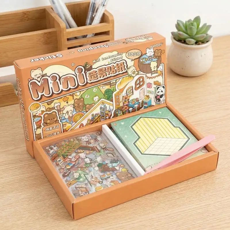 Collection de séries de livres, scènes miniatures, autocollants de paysages 3D, lot de 40 pièces pour journaux, agendas, fournitures scolaires pour enfants