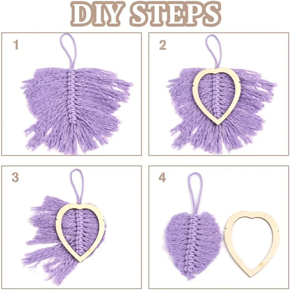 4Pcs Macrame Supplies Set, Wooden Macrame Leaf Template, Macrame Cutting Moulds and Comb for Making Feather Tassel