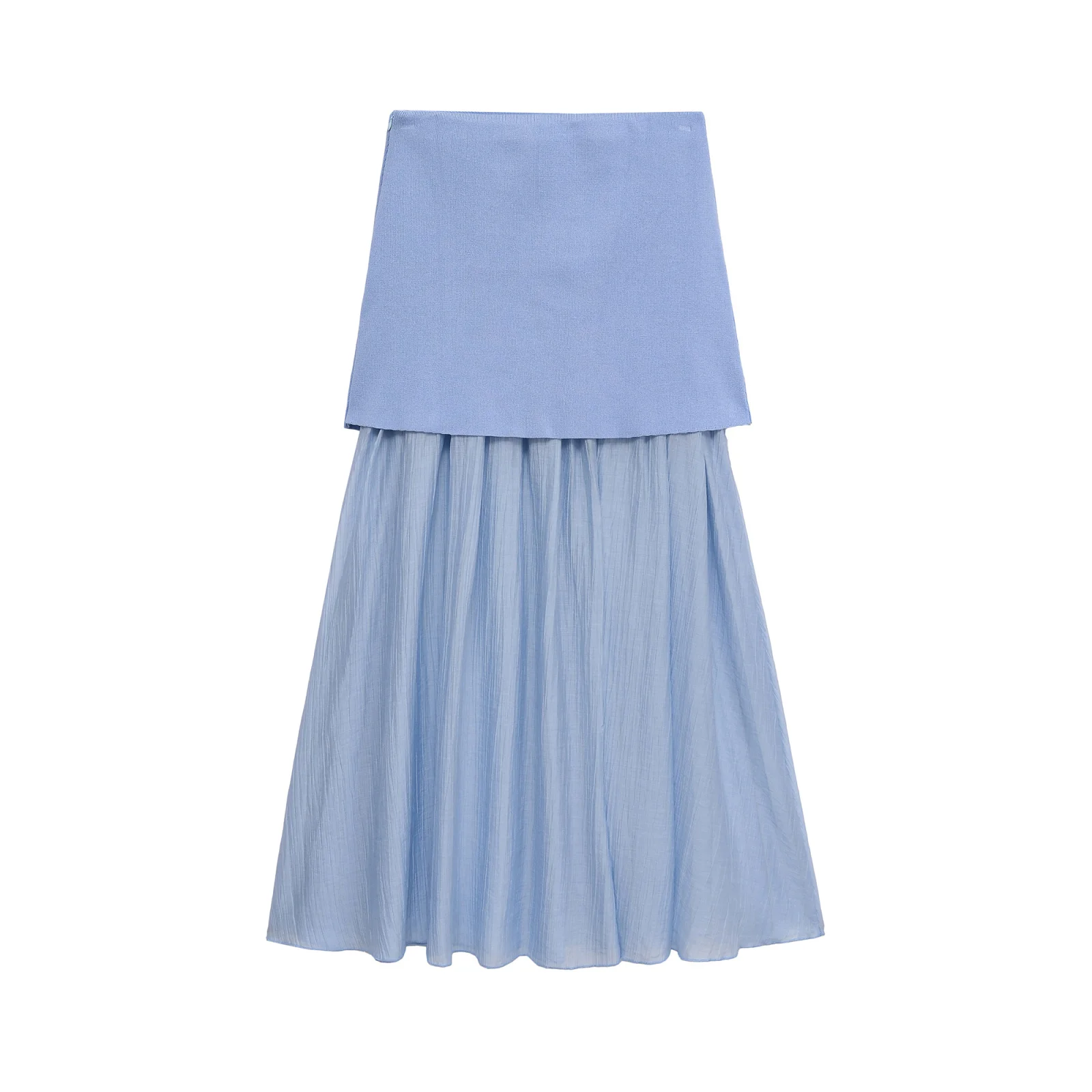 Dave&Di French Country Lazy Knitted Mesh Patchwork Skirt Fashionable And Elegant High Waist Midi Skirt For Women Falda