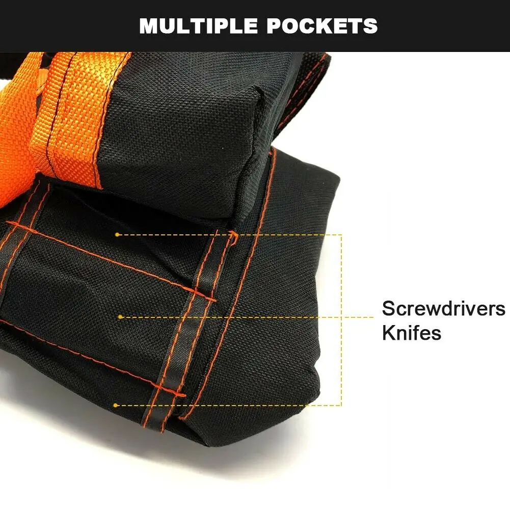8-Pocket Single Side Tool Belt Pouch Adjustable 3-Inch Belt Multi-Function Pouch for Carpenters and Builders