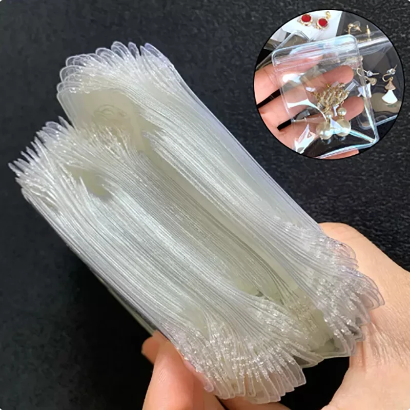 10Pcs Transparent Jewelry Packaging Bags Ring Earrings Necklace Storage Self-Sealing PVC Plastic Anti-Oxidation Jewelry Pouch