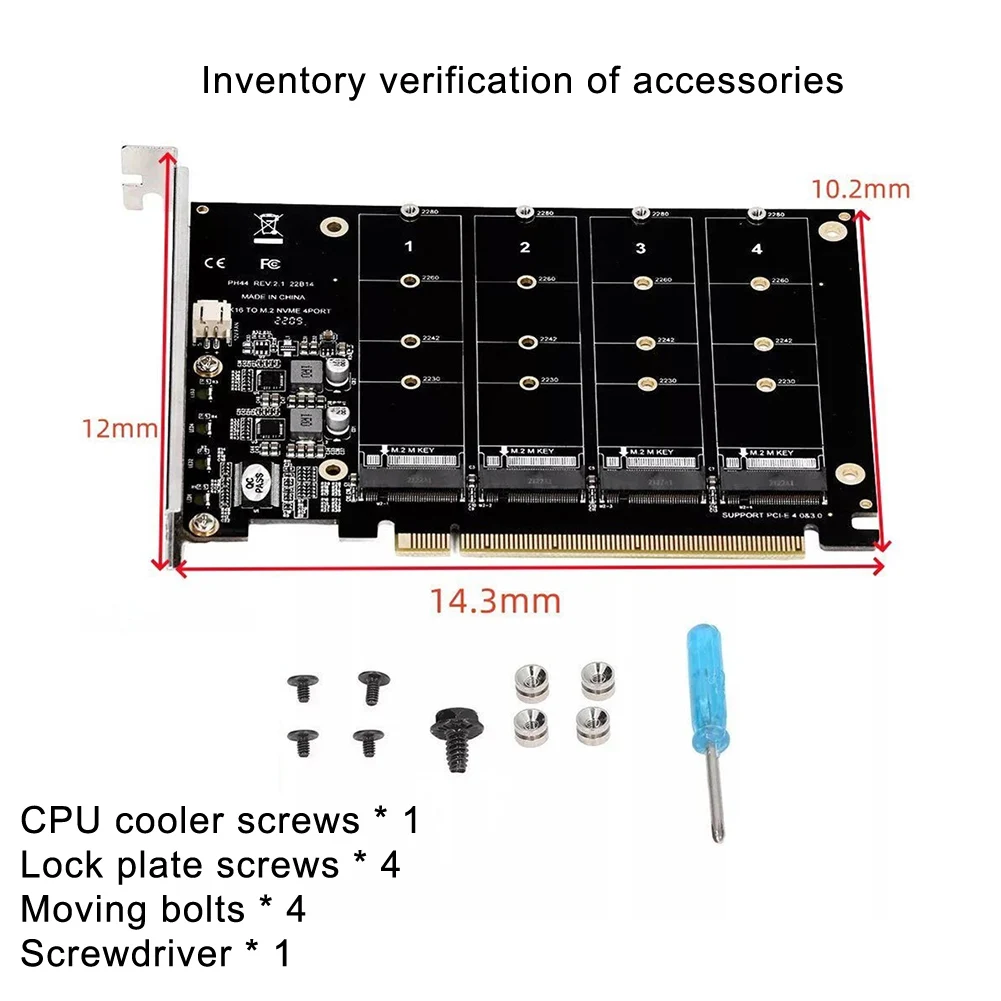 4-Port M.2 NVME SSD To For PCIe 3.0 4.0 X16 Connector Expansion Card 4 X 32Gbps Full-speed Signals Electrical Equipment